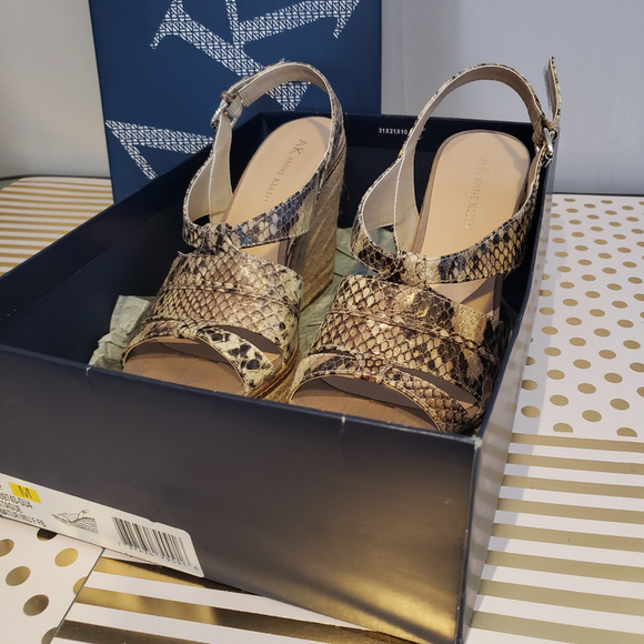 Anne Klein snake skin espadrille wedge - Picture 2 of 8